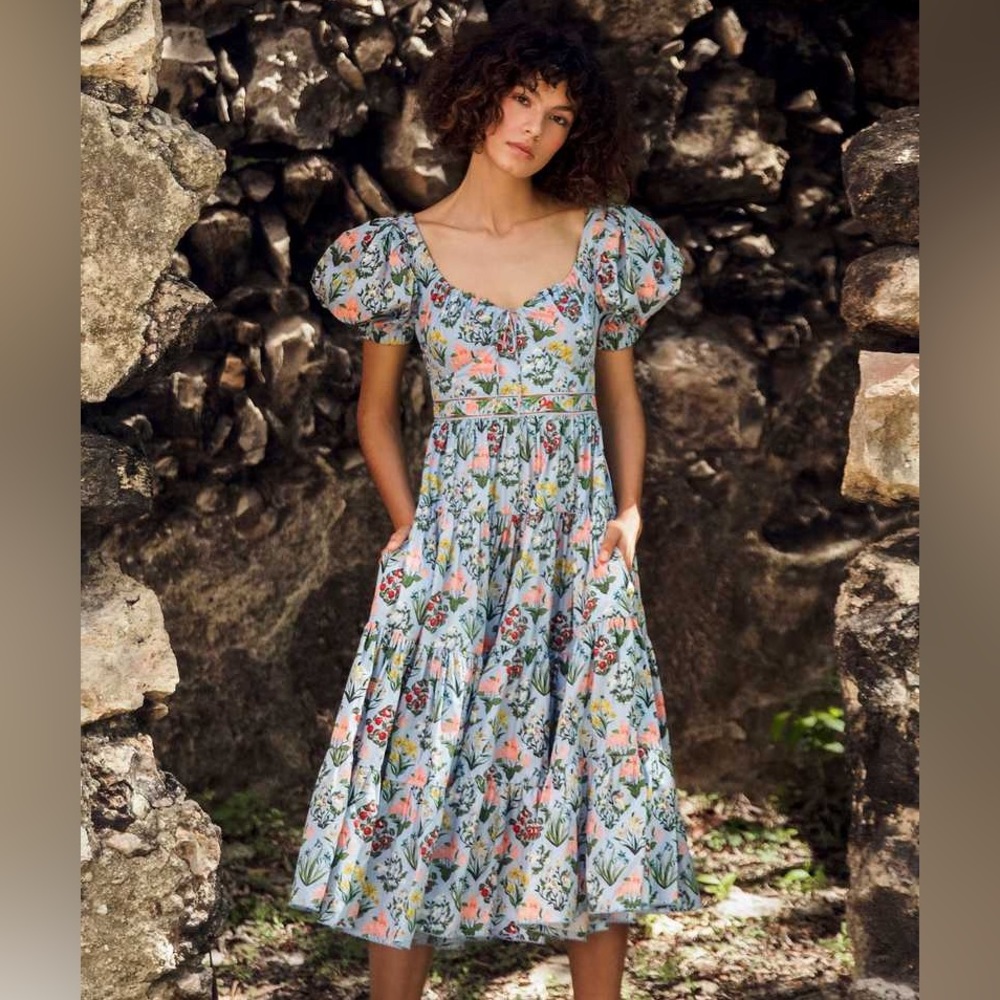 Agua by Agua Bendita Palmera dress in Blue, size Small NWT
